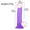 Clear TPE dildo with vibrant rainbow swirl detail for pleasure products